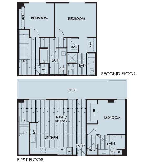 Floor plan for 3 beds, 3 baths, 1579 sqft